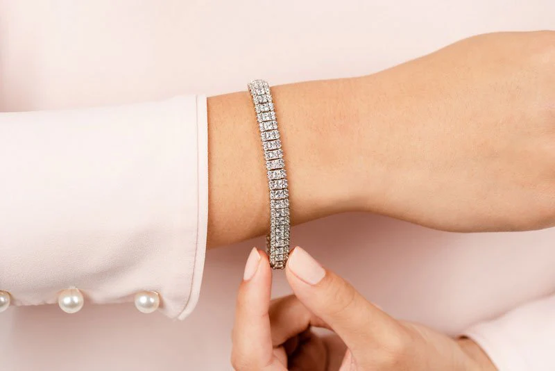 Round And Princess Lab-Grown Diamond Bracelet with 5.76 ct.(finished) 1.2mm, 2.2mm - Image 4