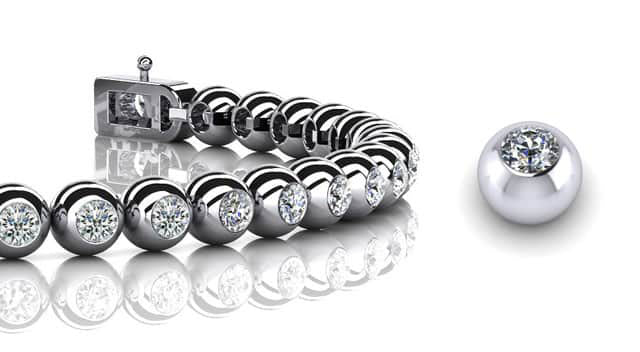 Round Bezel Set Diamond Tennis Bracelet with 1.04 ct.(finished) 1.7mm