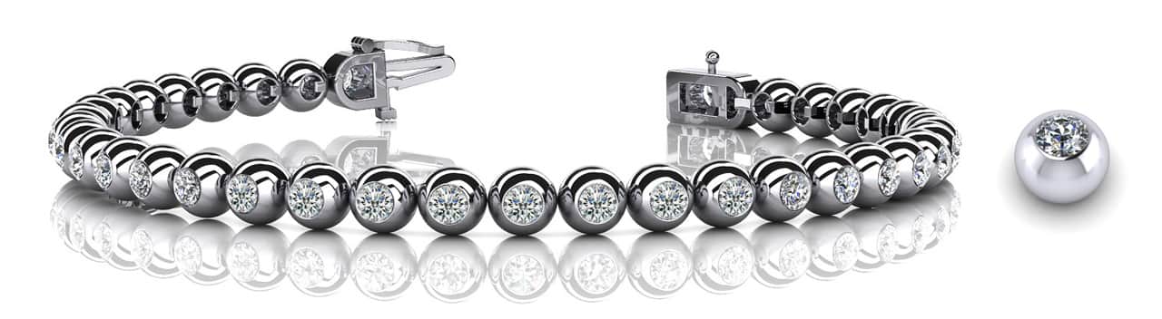 Round Bezel Set Diamond Tennis Bracelet with 1.04 ct.(finished) 1.7mm - Image 4