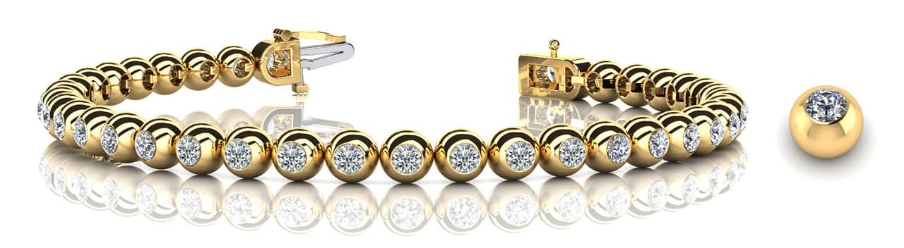 Round Bezel Set Diamond Tennis Bracelet with 1.04 ct.(finished) 1.7mm - Image 5