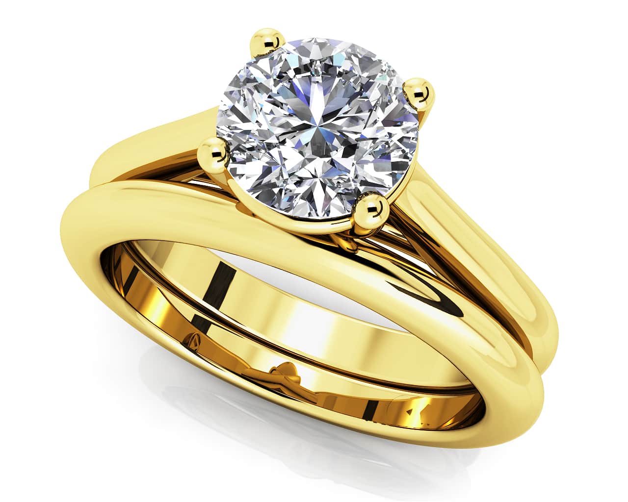 Round Diamond Cathedral Bridal Set Diamond  with 0.75 ct.(finished) 5.7mm - Image 2