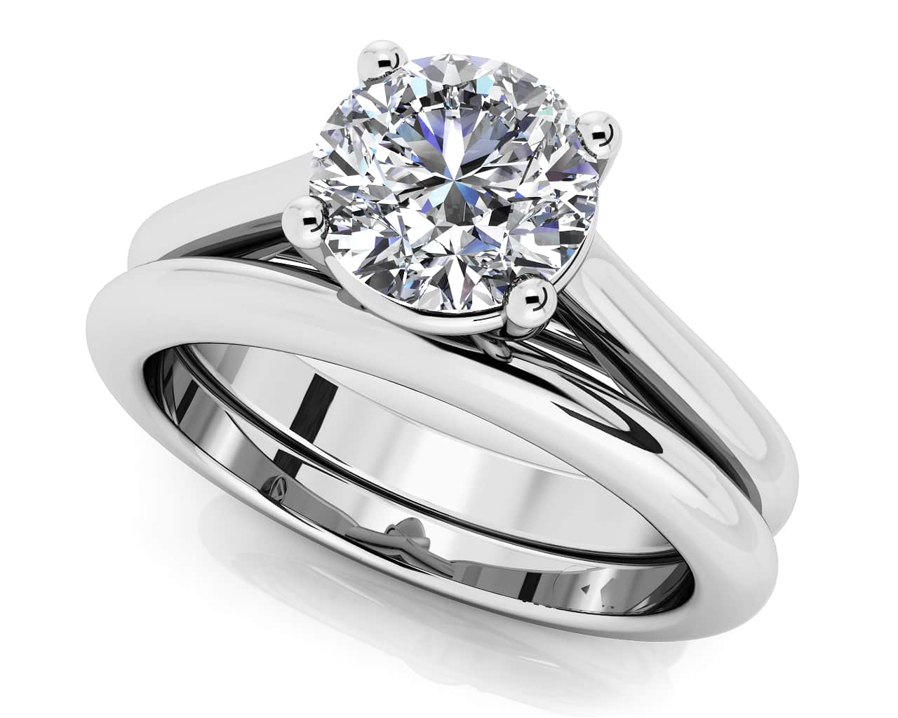 Round Diamond Cathedral Bridal Set Diamond with 2.00 ct.(finished) 8.2mm
