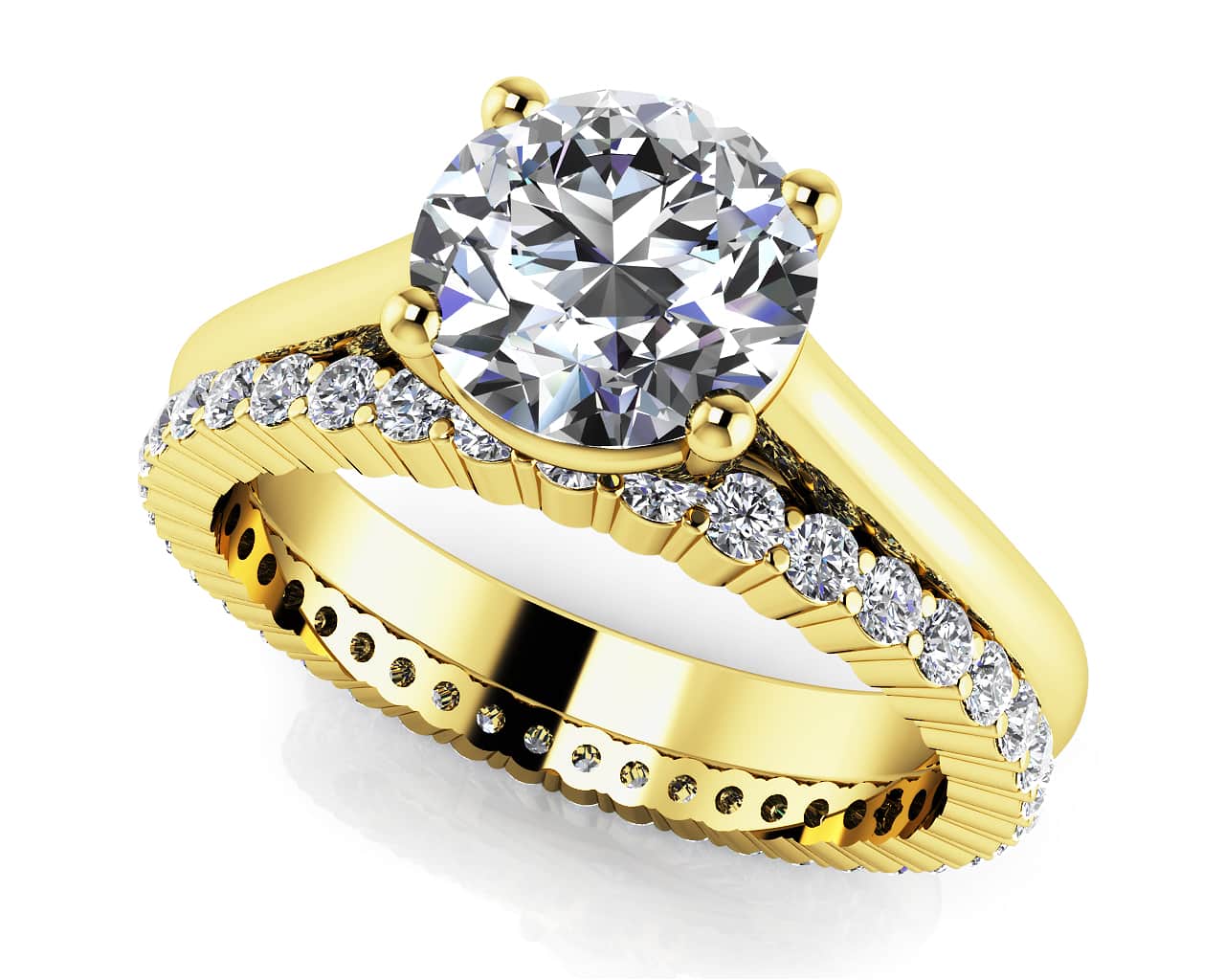 Round Diamond Cathedral Solitaire Eternity Set Lab-Grown Diamond  with 1.52 ct. (1.00 ct. center diamond) - Image 2