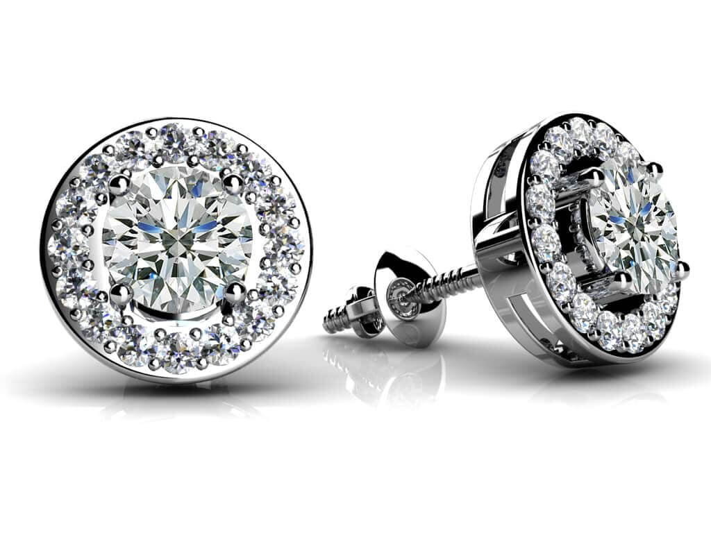 Round Diamond Centered Circle Lab-Grown Diamond Studs with 0.88 ct. (2X0.31 ct. center diamonds)
