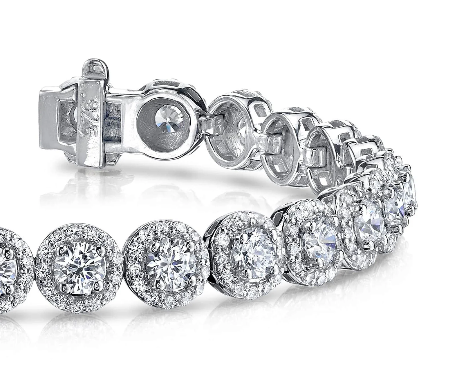 Round Halo Diamond Bracelet with 9.20 ct.(finished) 1.2mm, 4mm