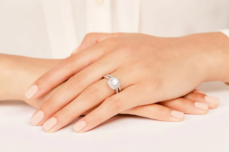 Round Halo Diamond Double Frame Lab-Grown Diamond Bridal Set with 1.05 ct. (0.50 ct. center diamond) - Image 5