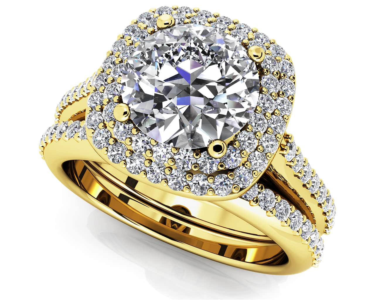 Round Halo Diamond Double Frame Lab-Grown Diamond Bridal Set with 2.63 ct. (2.00 ct. center diamond) - Image 2