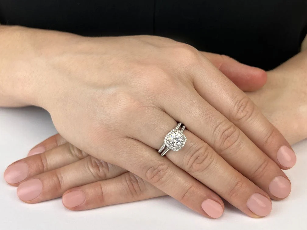 Round Halo Diamond Double Frame Lab-Grown Diamond Bridal Set with 2.63 ct. (2.00 ct. center diamond) - Image 3