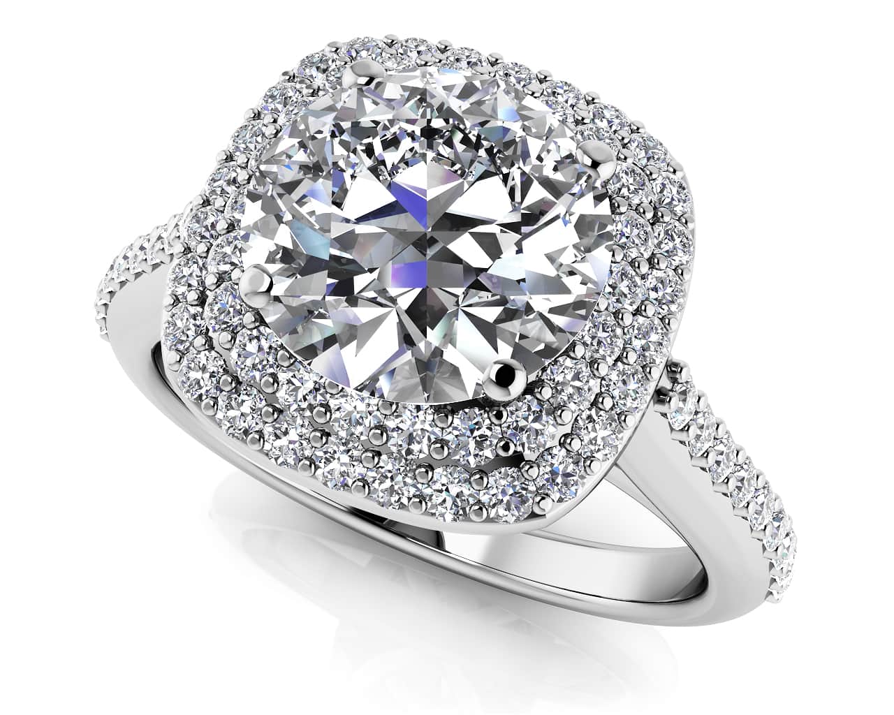 Round Halo Diamond Engagement Ring with 1.12 ct. (0.75 ct. center diamond)