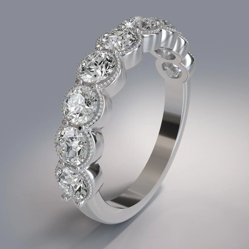 Round Milgrain Lab-Grown Diamond Anniversary Ring with 0.95 ct.(finished) 3mm - Image 6