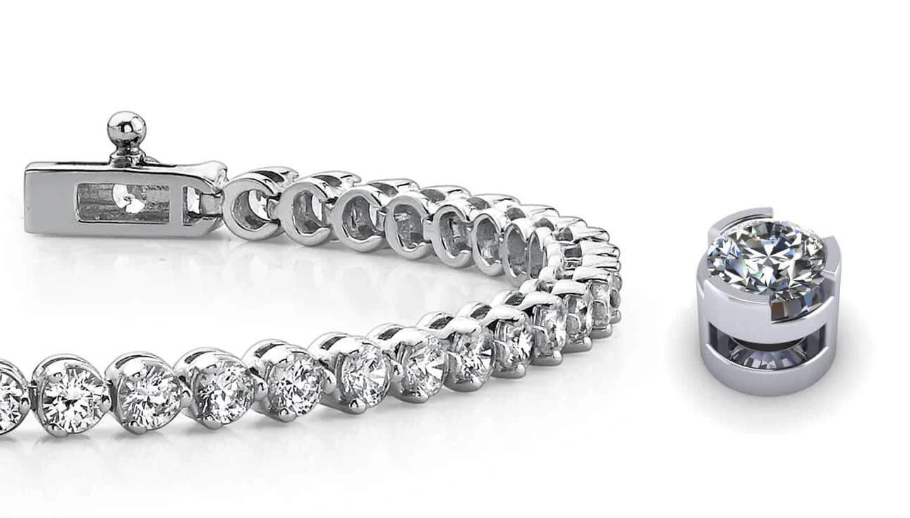 Round Prong Set Diamond  Tennis Bracelet with 2.01 ct.(finished) 1.9mm