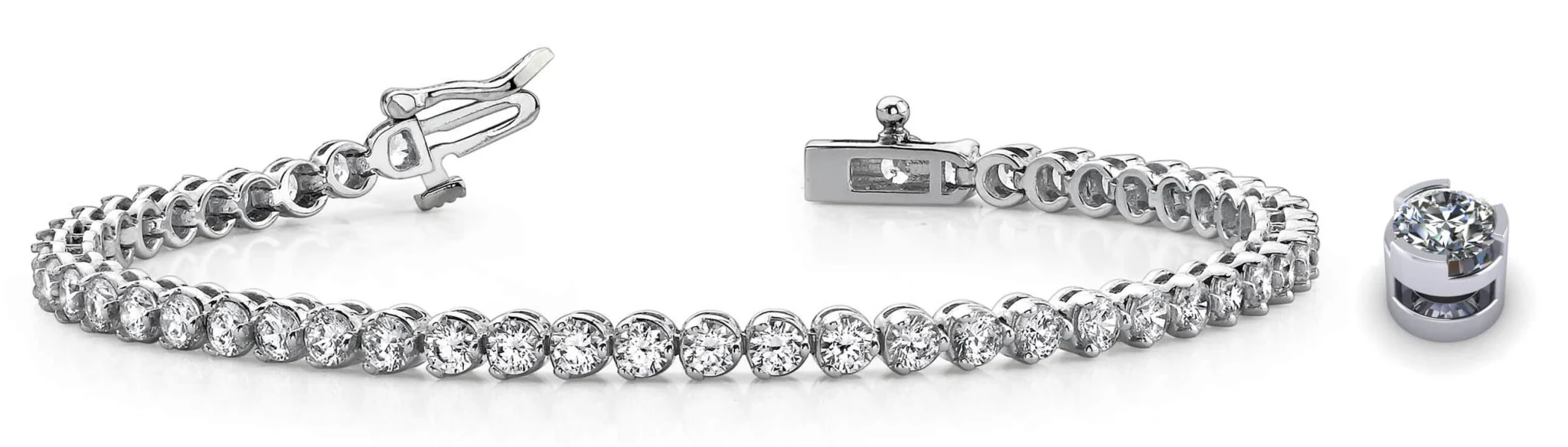 Round Prong Set Diamond  Tennis Bracelet with 2.90 ct.(finished) 2.4mm - Image 3