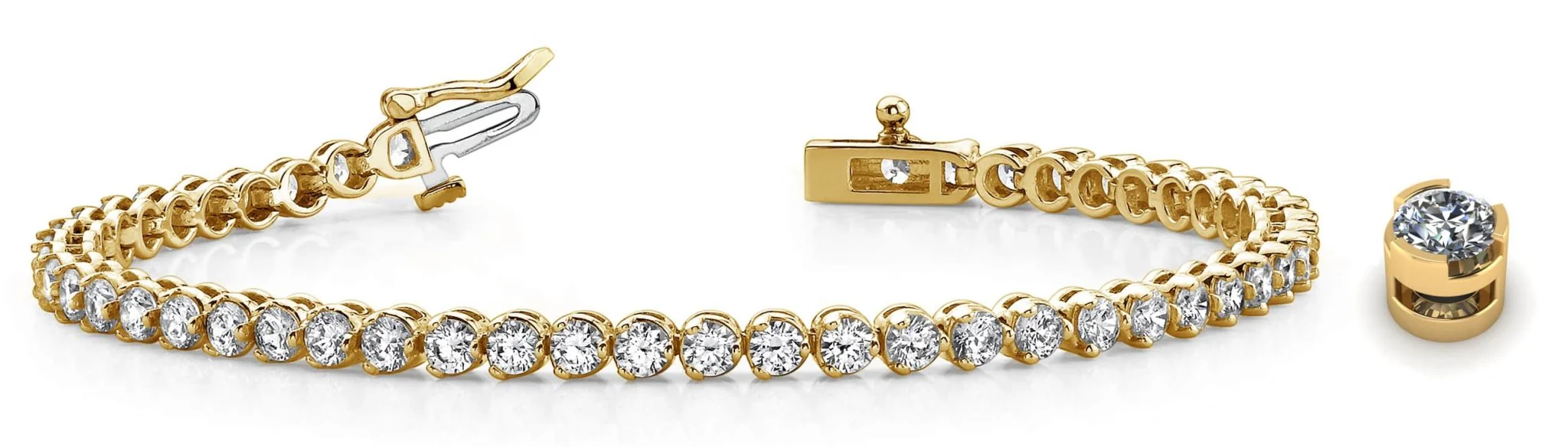 Round Prong Set Diamond  Tennis Bracelet with 4.02 ct.(finished) 2.7mm - Image 4