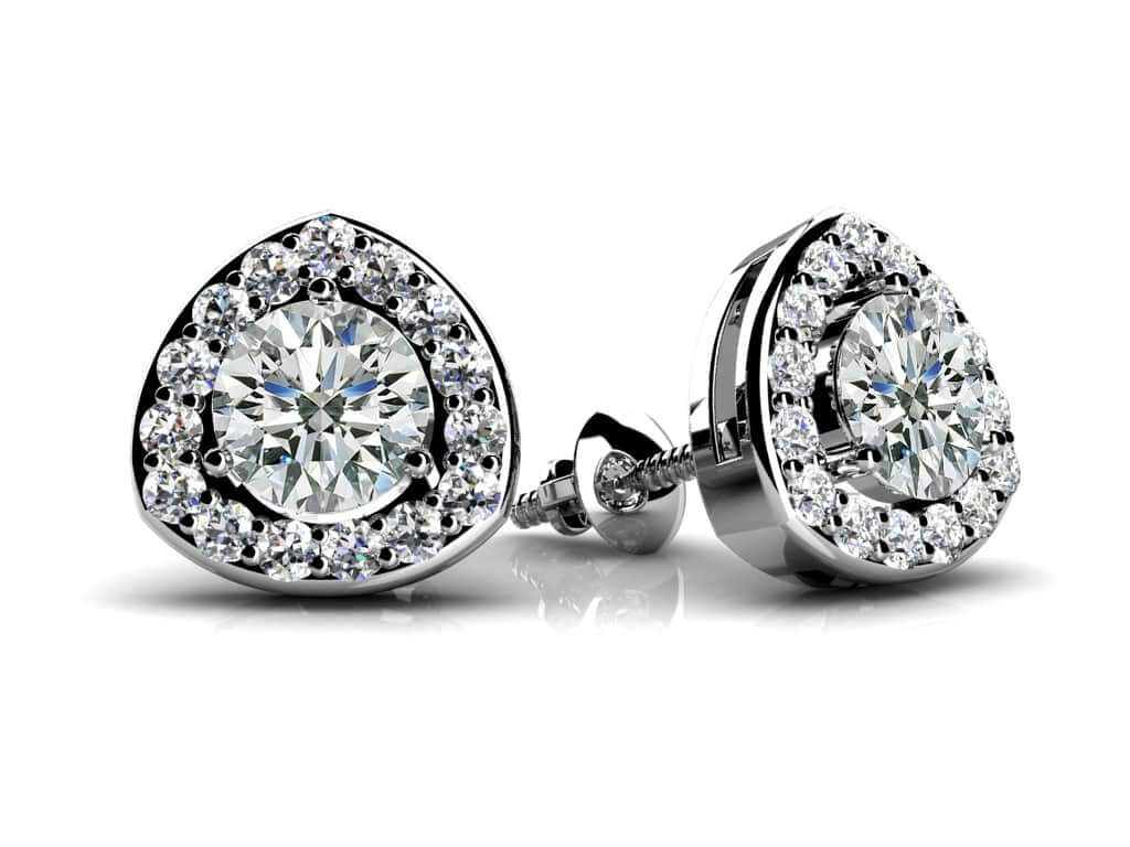 Rounded Triangular Diamond Diamond Studs with 0.47 ct. (2X0.16 ct. center diamonds)