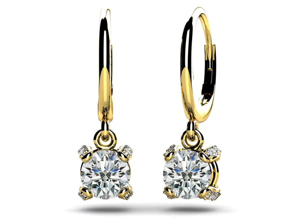Royal Four Prong Diamond Drop Diamond Earrings with 1.36 ct.(finished) 1.1mm, 5.3mm - Image 2