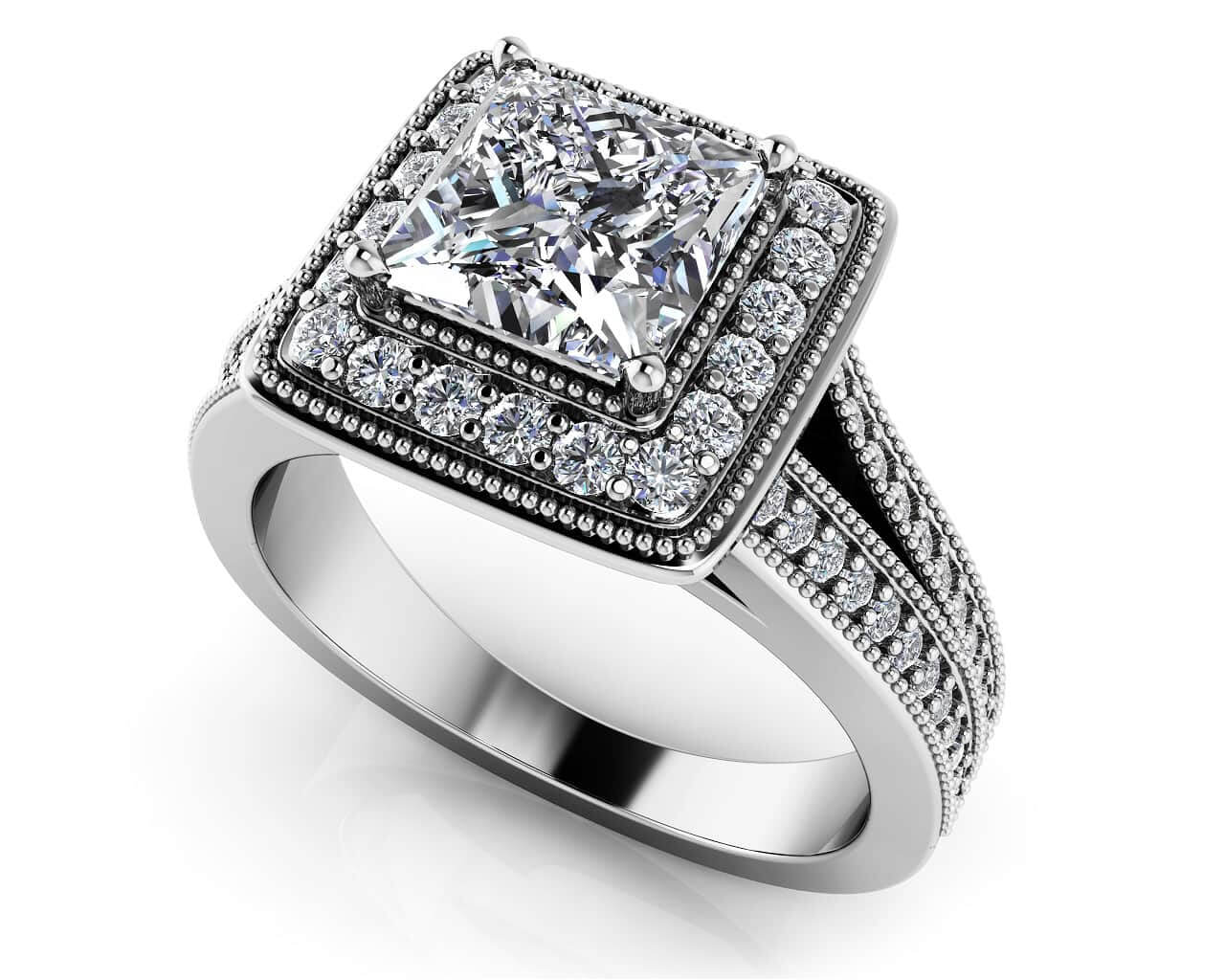 Royal Princess Cut Lab-Grown Diamond Engagement Ring with 2.39 ct. (2.00 ct. center diamond)