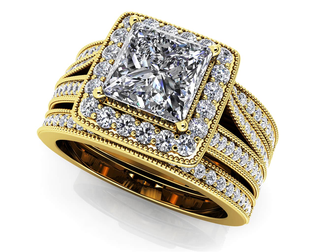 Royal Princess Frame Three Piece Bridal Set Diamond with 2.17 ct. (1.50 ct. center diamond) - Image 2