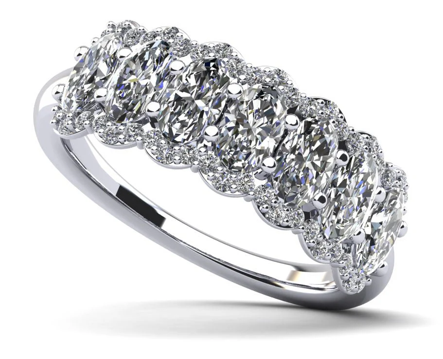 Seven Across Oval Lab-Grown Diamond Anniversary Ring with 2.52 ct.(finished) 5x3mm, 1mm