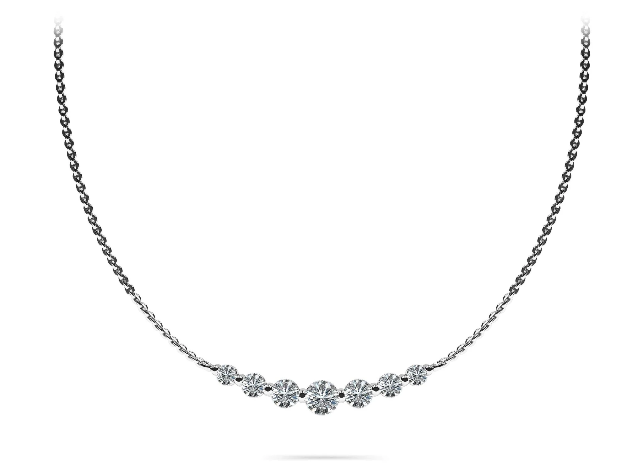 Seven Stone Graduated Chain Necklace Lab-Grown Diamond with 1.60 ct.(finished)