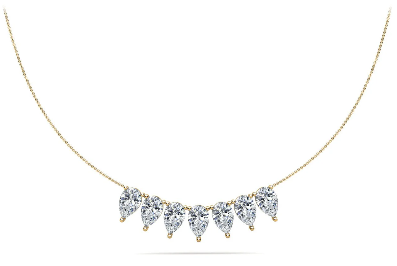 Seven Stone Pear Shape Diamond Necklace with 3.50 ct.(finished) 7x4.5mm - Image 2