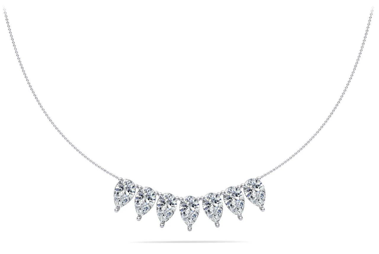 Seven Stone Pear Shape Lab-Grown Diamond Necklace with 3.50 ct.(finished) 7x4.5mm