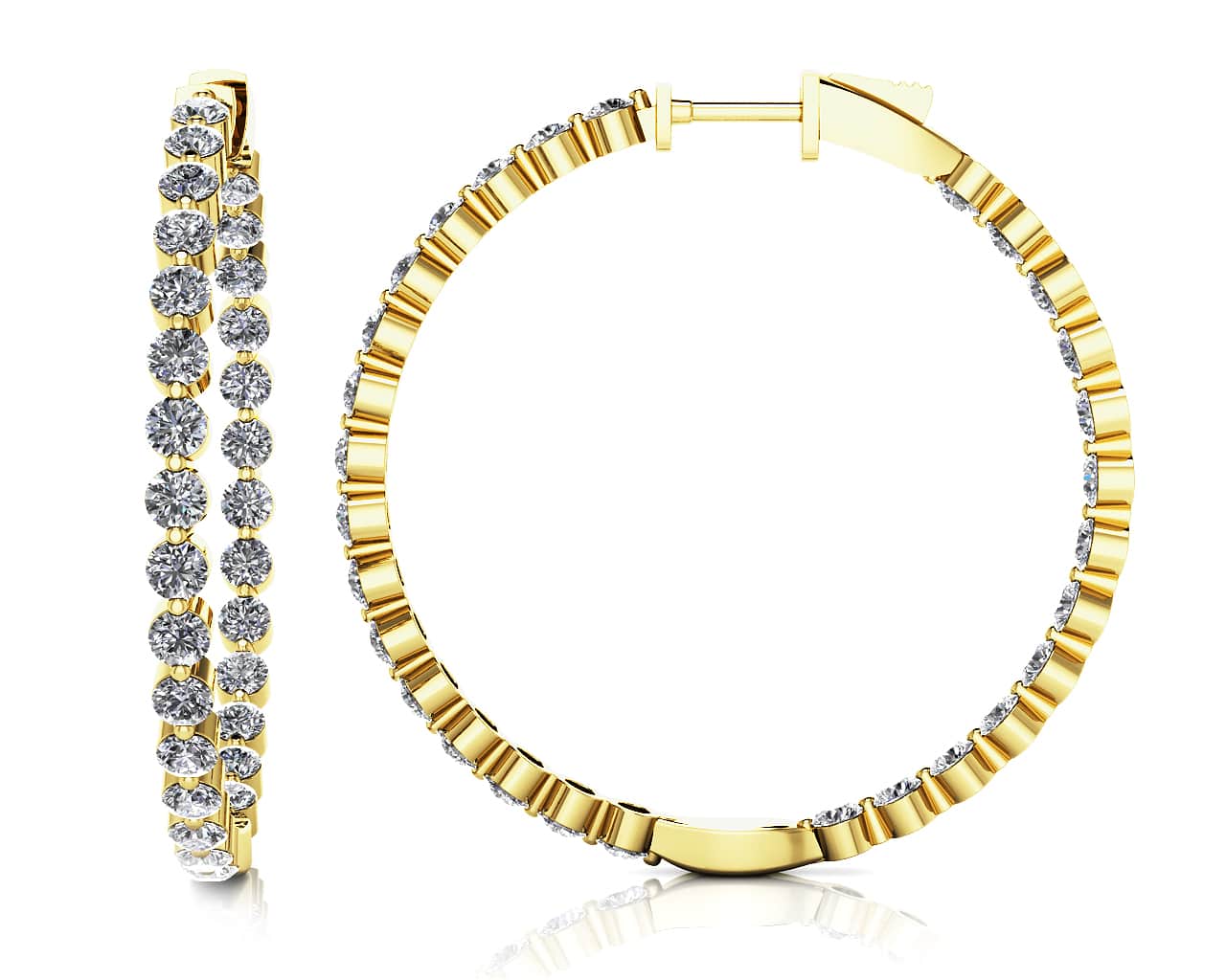 Shared Prong Diamond Hoop Earrings Large Diamond  with 4.99 ct.(finished) 2.8mm - Image 2