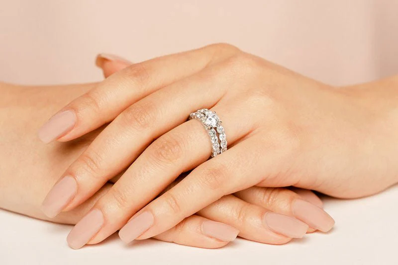 Shared Prong Eternity Style Matching Bridal Set Diamond  with 5.31 ct. (1.00 ct. center diamond) - Image 5