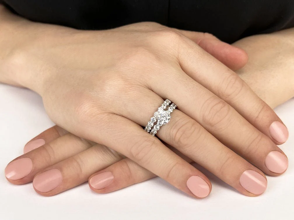 Shared Prong Eternity Style Matching Lab-Grown Diamond Bridal Set with 5.31 ct. (1.00 ct. center diamond) - Image 3