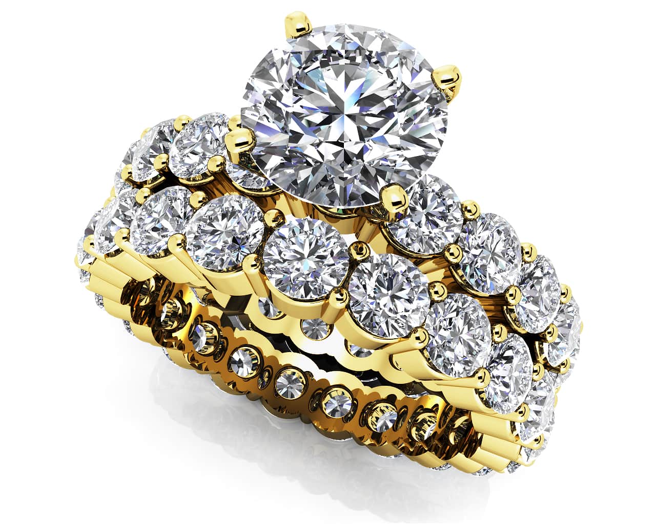 Shared Prong Eternity Style Matching Lab-Grown Diamond Bridal Set with 6.31 ct. (2.00 ct. center diamond) - Image 2
