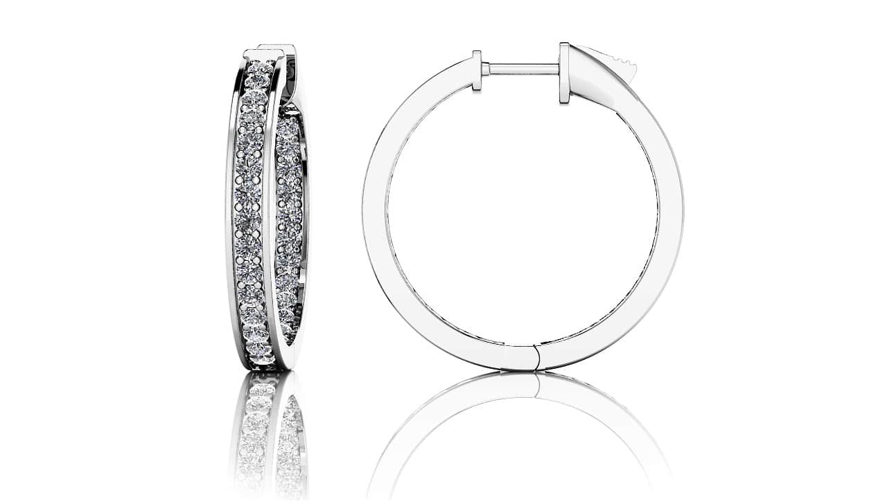 Shared Prong Single Row Diamond Hoops Small Diamond with 0.82 ct.(finished) 1.3mm