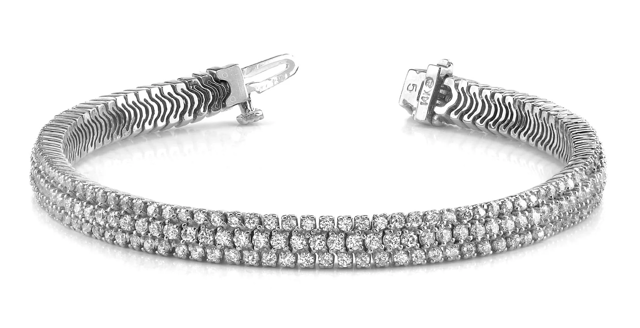 Showstopper Triple Row Lab-Grown Diamond Bracelet with 8.98 ct.(finished) 2mm, 2.5mm - Image 4