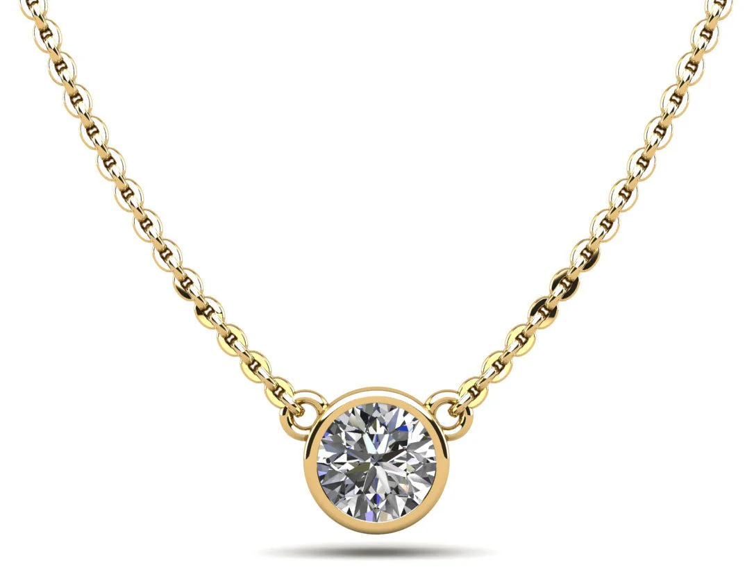Simply Solitaire Bezel Set Lab-Grown Diamond Pendant with 0.25 ct.(finished) 4mm - Image 2