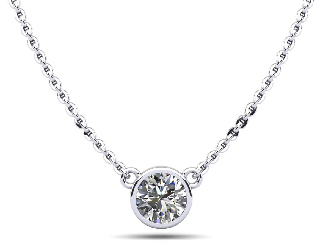 Simply Solitaire Bezel Set Lab-Grown Diamond Pendant with 1.00 ct.(finished) 6.5mm