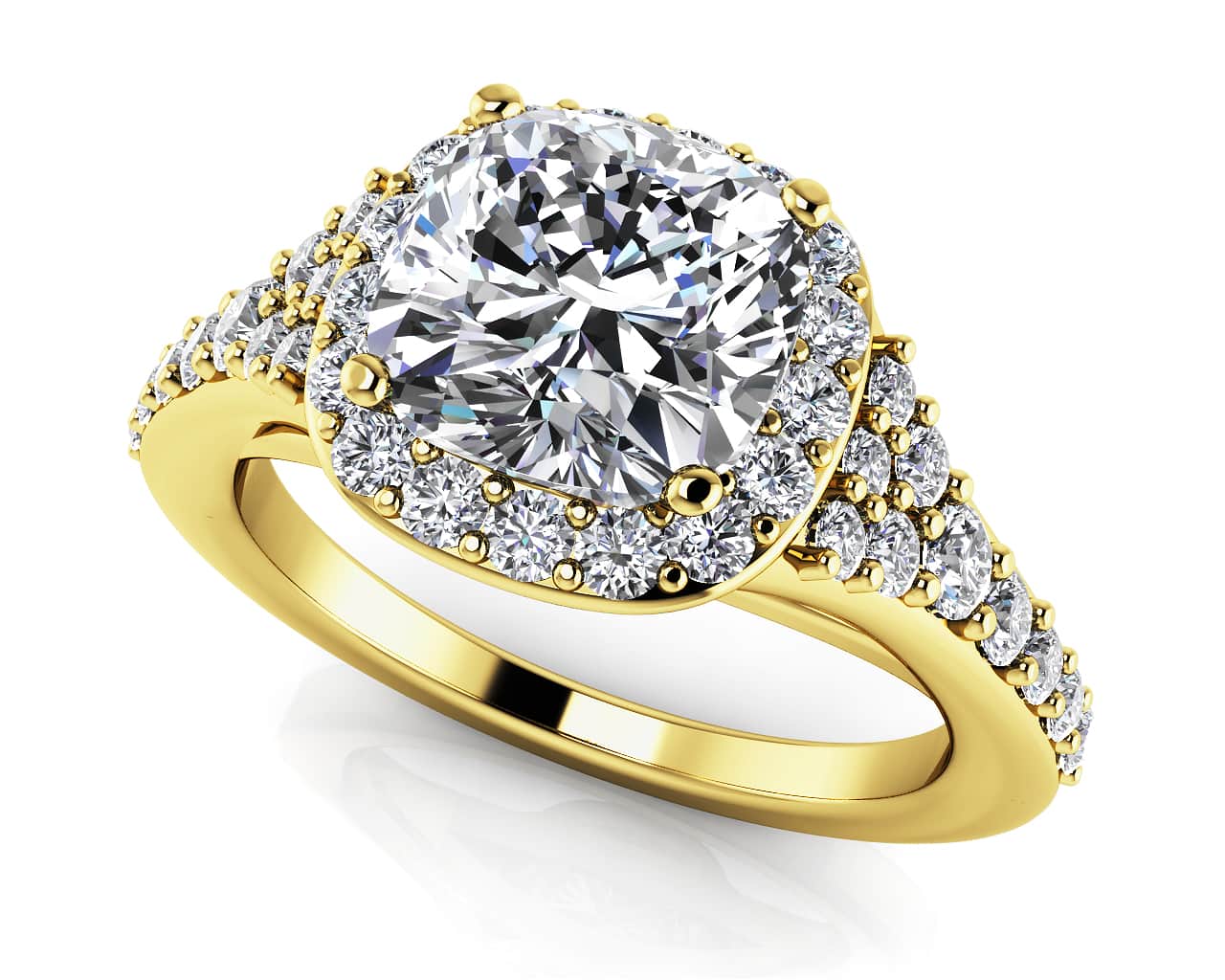 Single Halo Cushion Cut Diamond Engagement Ring with 1.77 ct. (1.25 ct. center diamond) - Image 2