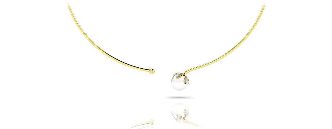 Single Pearl Flexible Lab-Grown Diamond Necklace with 0.26 ct.(finished) 1mm, 1.2mm - Image 2
