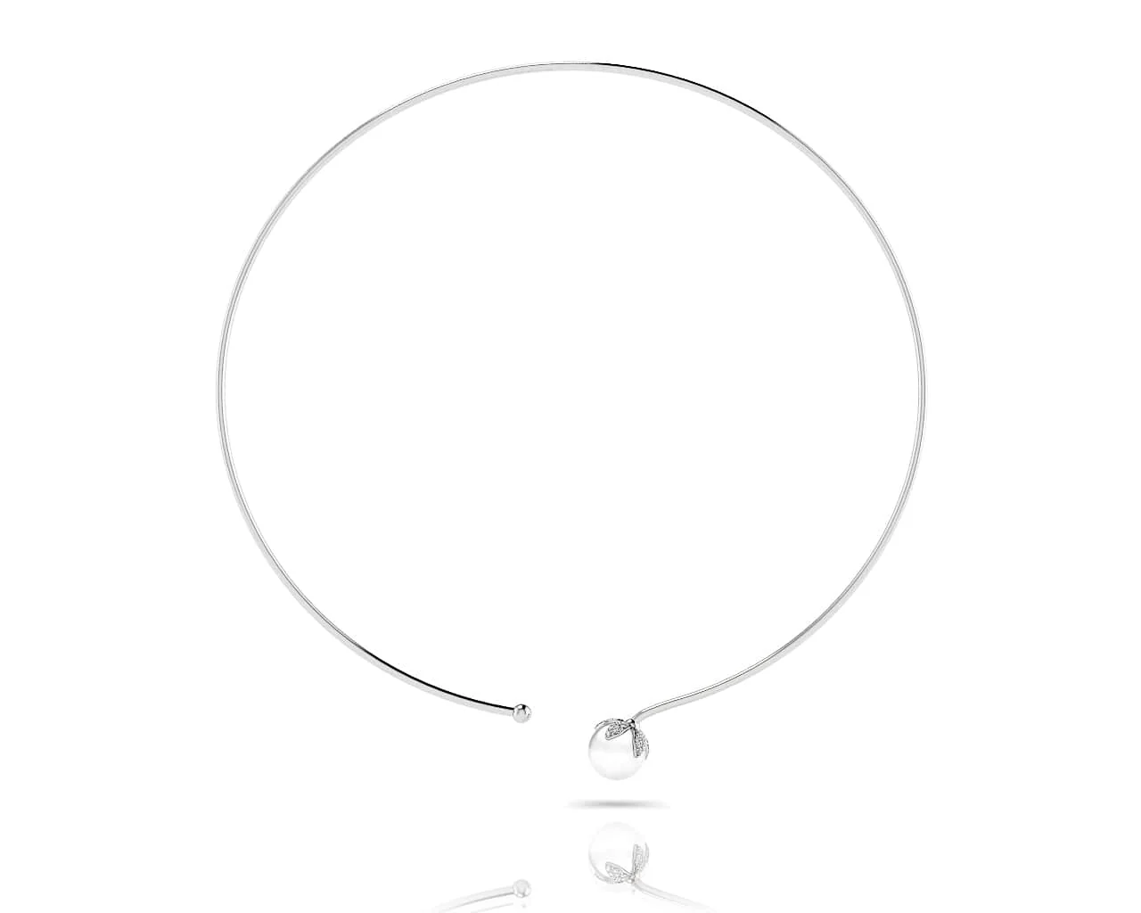Single Pearl Flexible Lab-Grown Diamond Necklace with 0.26 ct.(finished) 1mm, 1.2mm - Image 3