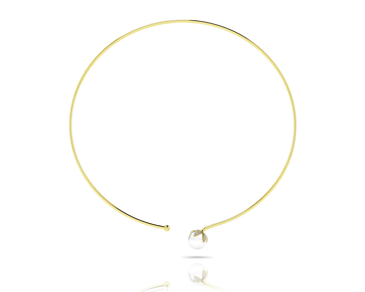 Single Pearl Flexible Lab-Grown Diamond Necklace with 0.26 ct.(finished) 1mm, 1.2mm - Image 4