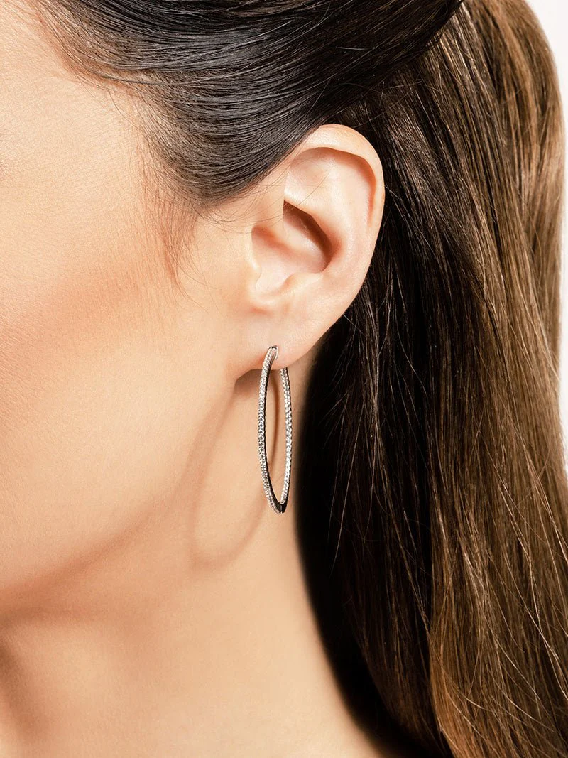 Single Row Inside Out Diamond Hoop Earring Large Lab-Grown Diamond  with 1.80 ct.(finished) 1.5mm - Image 3