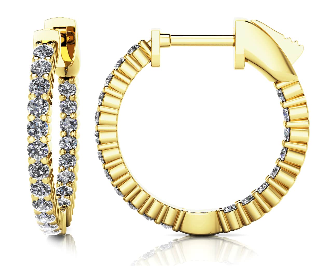Single Row Inside Out Diamond Hoop Earring Petite Lab-Grown Diamond  with 0.69 ct.(finished) 1.5mm - Image 2