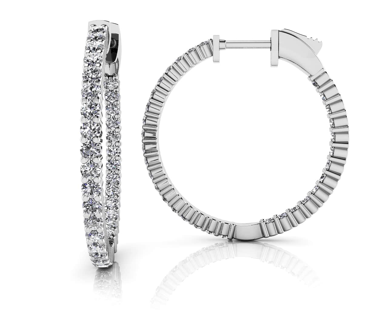 Single Row Inside Out Diamond Hoop Earring Small Lab-Grown Diamond with 1.05 ct.(finished) 1.5mm