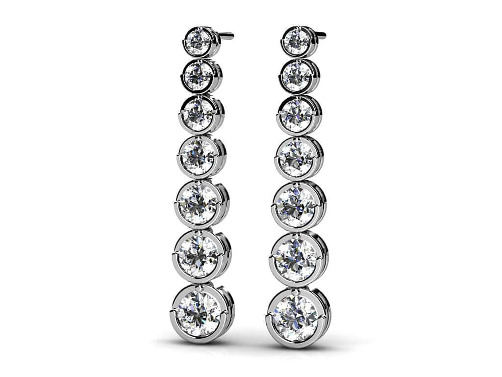 Single Strand  Lab-Grown Diamond Earrings with 0.49 ct.(finished) 1.8mm, 2.2mm, 3.25mm