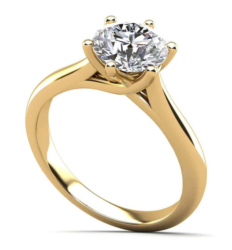 Six Curved Prongs Solitaire Diamond Engagement Ring with 1.50 ct.(finished) 7.4mm - Image 2