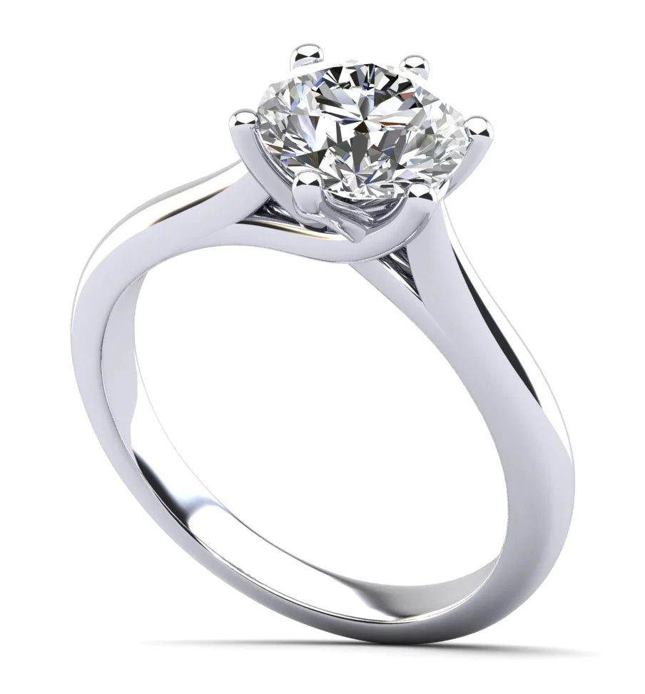 Six Curved Prongs Solitaire Lab-Grown Diamond Engagement Ring with 0.50 ct.(finished) 5mm