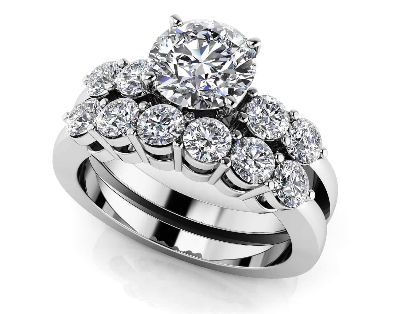 Six Prong Lab-Grown Diamond Bridal Set with 2.30 ct. (1.25 ct. center diamond)