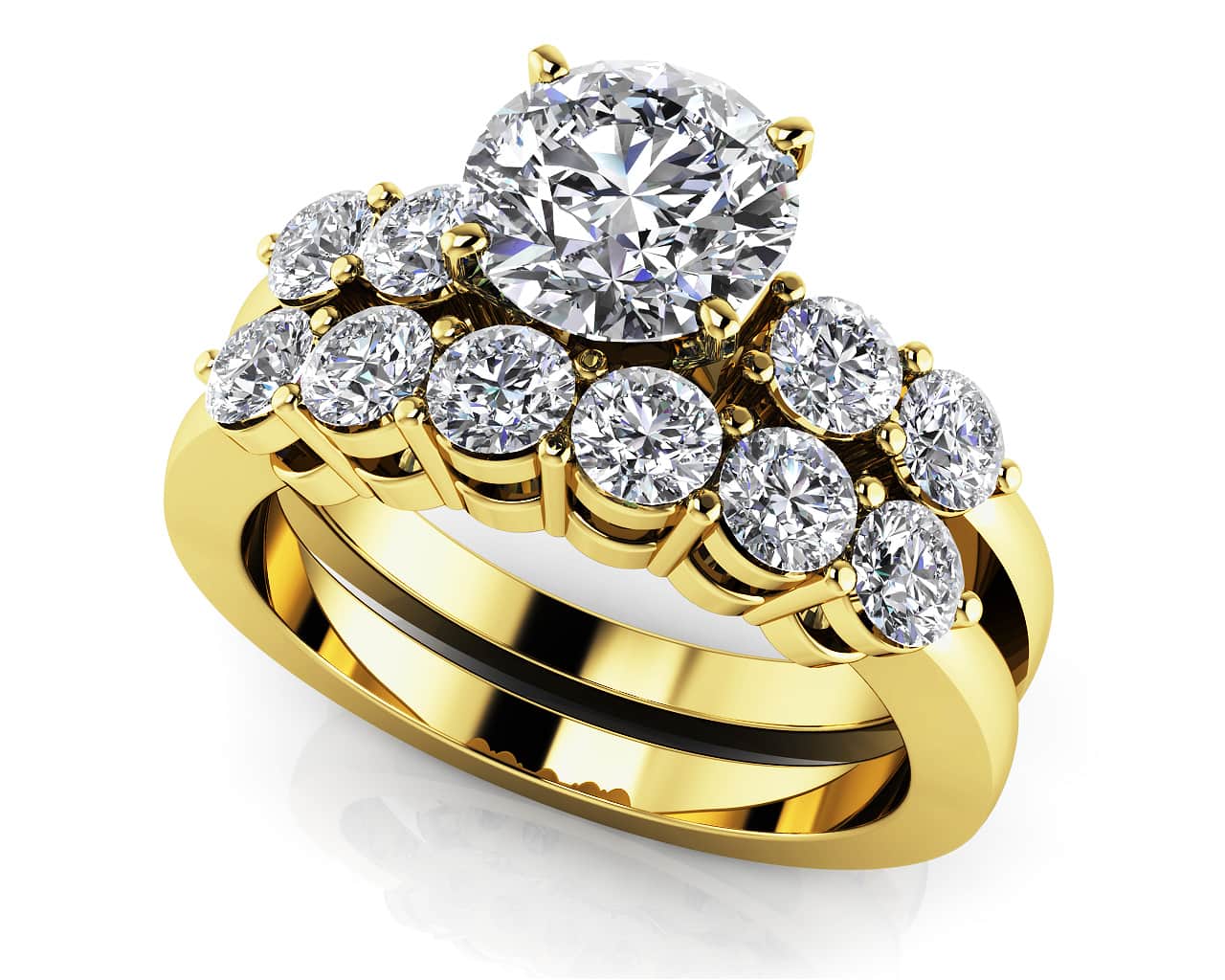 Six Prong Lab-Grown Diamond Bridal Set with 3.05 ct. (2.00 ct. center diamond) - Image 2