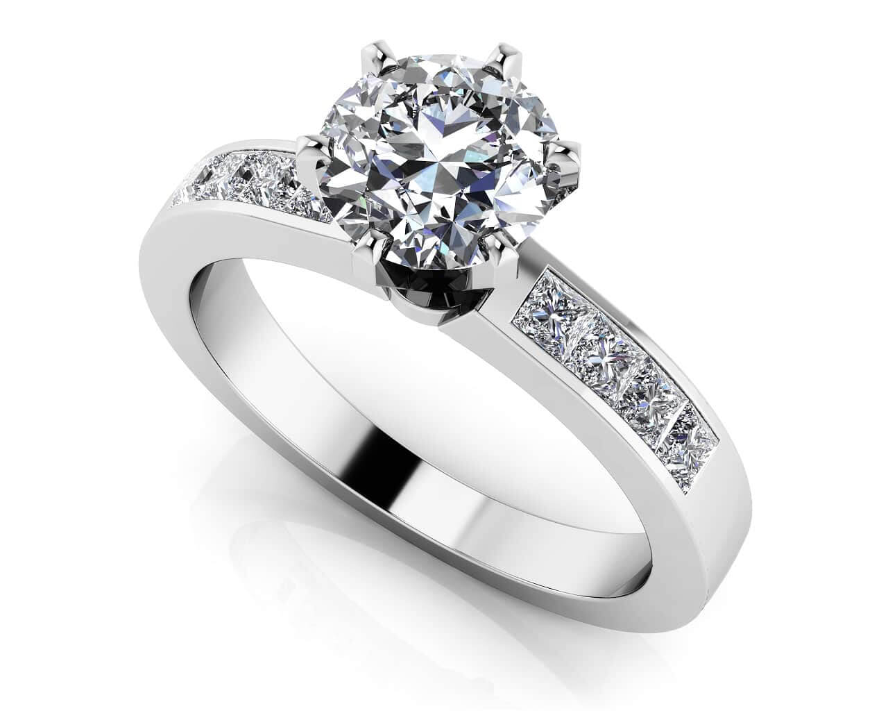 Six Prong Center Stone Lab-Grown Diamond Engagement Ring with 2.48 ct. (2.00 ct. center diamond)