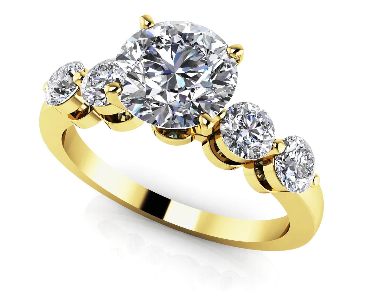 Six Prong Five Across Diamond Ring Lab-Grown Diamond with 0.92 ct. (0.50 ct. center diamond) - Image 2