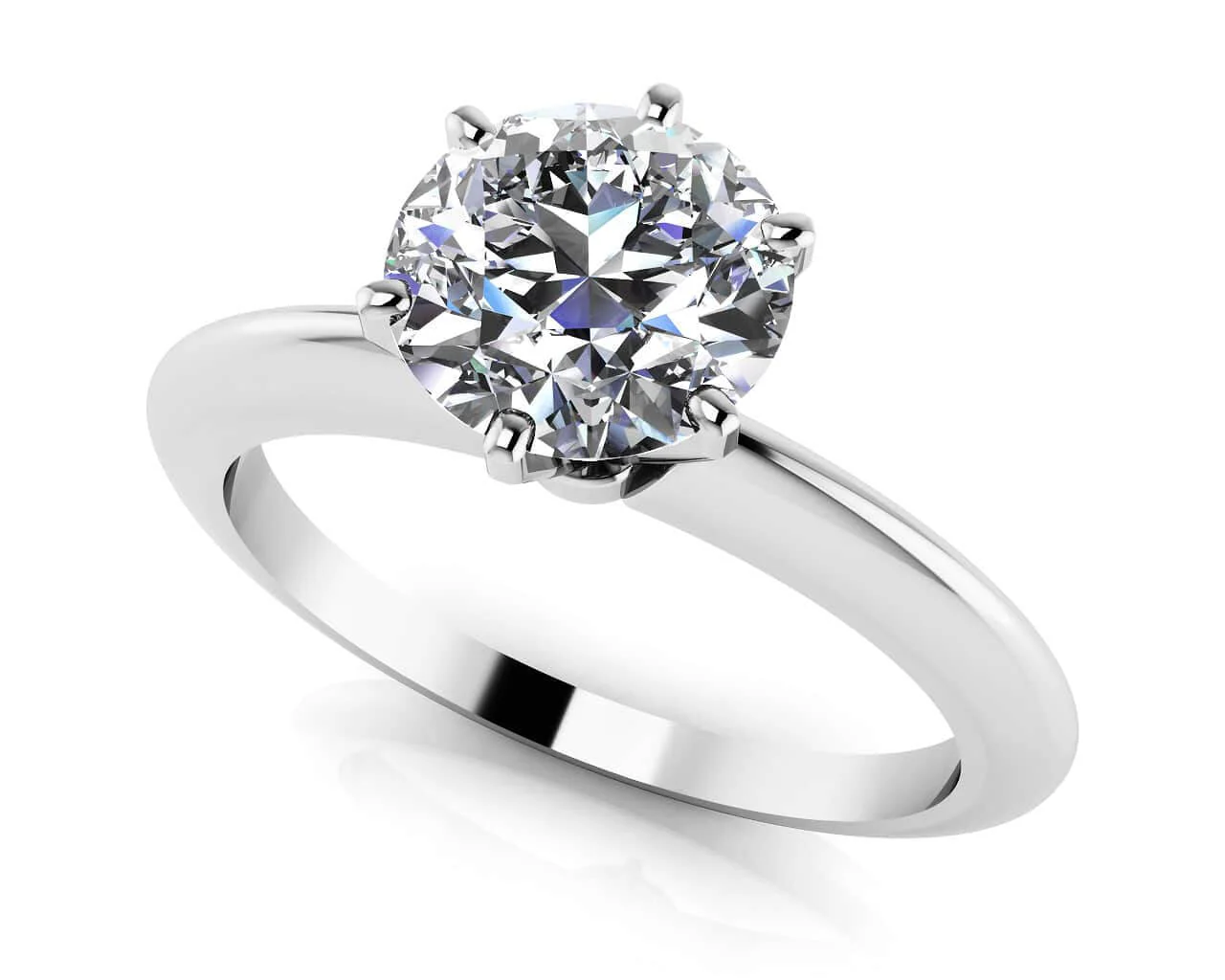 Six Prong Round Lab-Grown Diamond Solitaire Ring with 0.75 ct.(finished) 5.7mm