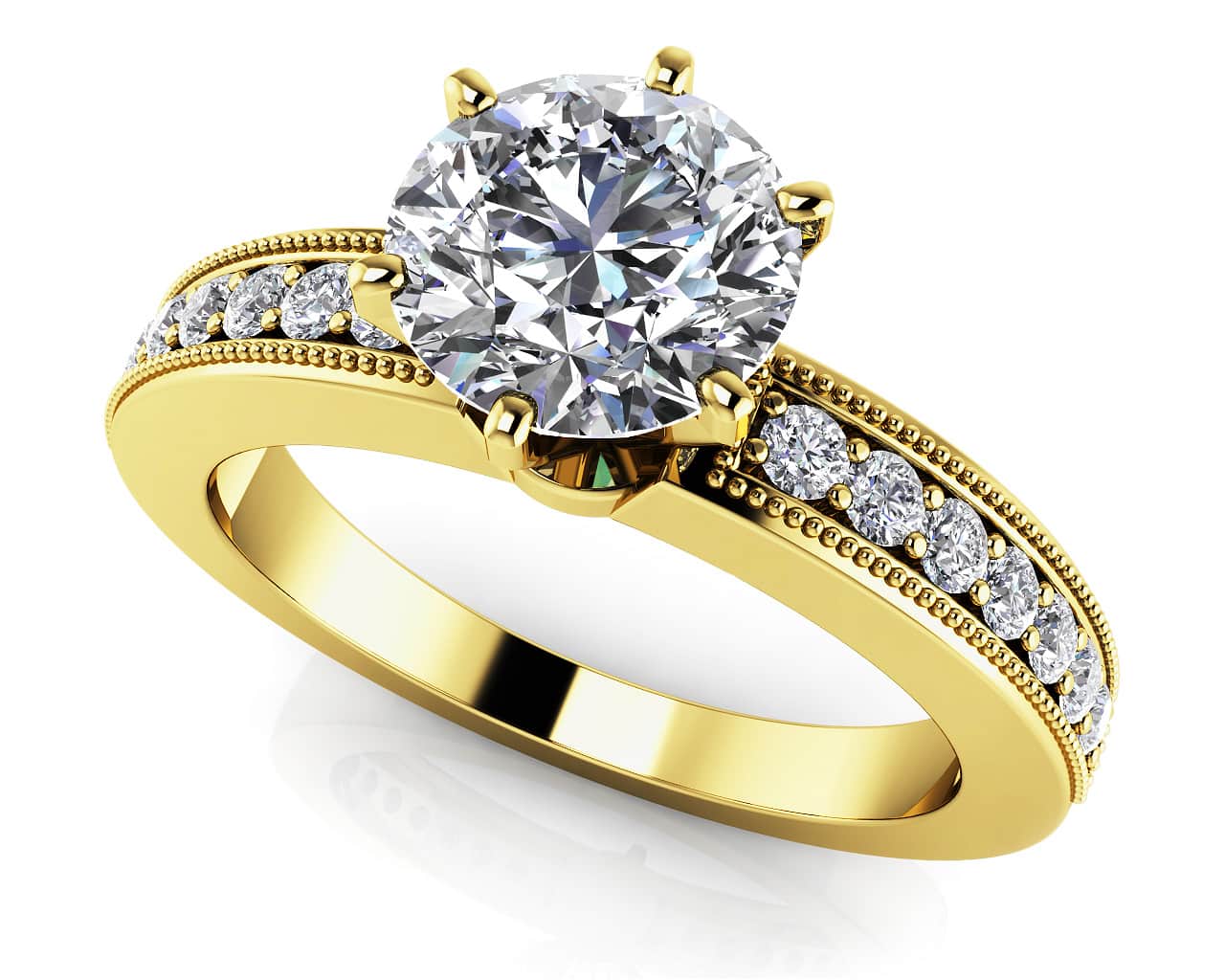 Six Prong Side Channel Lab-Grown Diamond Engagement Ring with 2.13 ct. (2.00 ct. center diamond) - Image 2