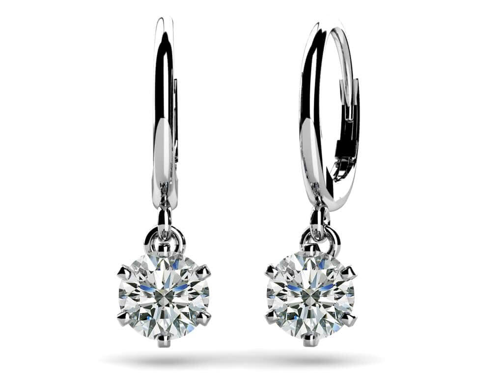 Six Prong Solitaire Diamond Drop Lab-Grown Diamond Earrings with 1.26 ct.(finished) 5.4mm